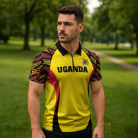 Custom Uganda Cricket Zipper Polo Shirt Go Cricket Cranes - Wonder Print Shop