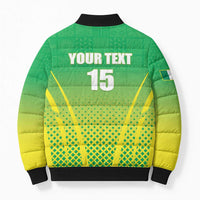 Custom Nigeria Cricket Bomber Puffer Jacket Come On Yellow Greens - Wonder Print Shop