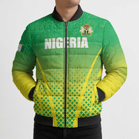 Custom Nigeria Cricket Bomber Puffer Jacket Come On Yellow Greens - Wonder Print Shop