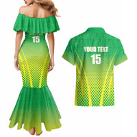 Custom Nigeria Cricket Couples Matching Mermaid Dress and Hawaiian Shirt Come On Yellow Greens - Wonder Print Shop