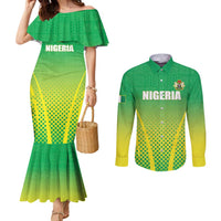 Custom Nigeria Cricket Couples Matching Mermaid Dress and Long Sleeve Button Shirt Come On Yellow Greens - Wonder Print Shop