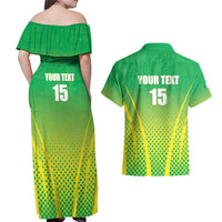 Custom Nigeria Cricket Couples Matching Off Shoulder Maxi Dress and Hawaiian Shirt Come On Yellow Greens - Wonder Print Shop