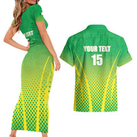 Custom Nigeria Cricket Couples Matching Short Sleeve Bodycon Dress and Hawaiian Shirt Come On Yellow Greens - Wonder Print Shop