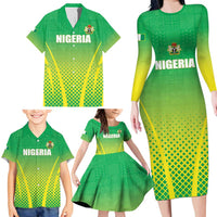 Custom Nigeria Cricket Family Matching Long Sleeve Bodycon Dress and Hawaiian Shirt Come On Yellow Greens - Wonder Print Shop