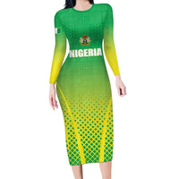 Custom Nigeria Cricket Family Matching Long Sleeve Bodycon Dress and Hawaiian Shirt Come On Yellow Greens - Wonder Print Shop