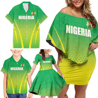 Custom Nigeria Cricket Family Matching Off Shoulder Short Dress and Hawaiian Shirt Come On Yellow Greens - Wonder Print Shop