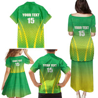 Custom Nigeria Cricket Family Matching Puletasi and Hawaiian Shirt Come On Yellow Greens - Wonder Print Shop