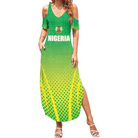 Custom Nigeria Cricket Family Matching Summer Maxi Dress and Hawaiian Shirt Come On Yellow Greens - Wonder Print Shop
