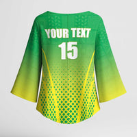 Custom Nigeria Cricket Kimono Sleeve Blouse Come On Yellow Greens - Wonder Print Shop