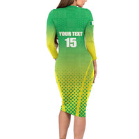 Custom Nigeria Cricket Long Sleeve Bodycon Dress Come On Yellow Greens - Wonder Print Shop