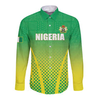 Custom Nigeria Cricket Long Sleeve Button Shirt Come On Yellow Greens - Wonder Print Shop