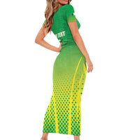 Custom Nigeria Cricket Short Sleeve Bodycon Dress Come On Yellow Greens - Wonder Print Shop