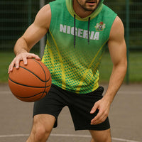 Custom Nigeria Cricket Sleeveless Hoodie Come On Yellow Greens - Wonder Print Shop