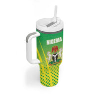 Custom Nigeria Cricket Tumbler With Handle Come On Yellow Greens - Wonder Print Shop