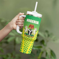 Custom Nigeria Cricket Tumbler With Handle Come On Yellow Greens - Wonder Print Shop