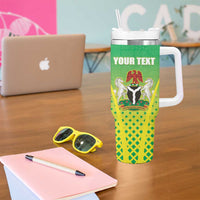 Custom Nigeria Cricket Tumbler With Handle Come On Yellow Greens - Wonder Print Shop