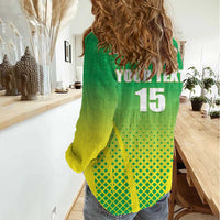 Custom Nigeria Cricket Women Casual Shirt Come On Yellow Greens - Wonder Print Shop