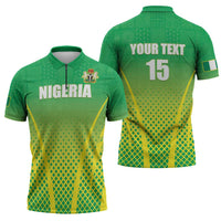 Custom Nigeria Cricket Zipper Polo Shirt Come On Yellow Greens - Wonder Print Shop