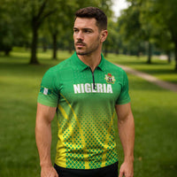 Custom Nigeria Cricket Zipper Polo Shirt Come On Yellow Greens - Wonder Print Shop