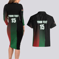 Custom Kenya Cricket Couples Matching Long Sleeve Bodycon Dress and Hawaiian Shirt Go Simbas Go - Wonder Print Shop