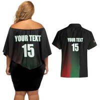 Custom Kenya Cricket Couples Matching Off Shoulder Short Dress and Hawaiian Shirt Go Simbas Go - Wonder Print Shop