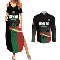 Custom Kenya Cricket Couples Matching Summer Maxi Dress and Long Sleeve Button Shirt Go Simbas Go - Wonder Print Shop
