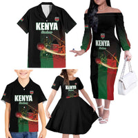 Custom Kenya Cricket Family Matching Off The Shoulder Long Sleeve Dress and Hawaiian Shirt Go Simbas Go - Wonder Print Shop