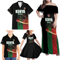 Custom Kenya Cricket Family Matching Off Shoulder Maxi Dress and Hawaiian Shirt Go Simbas Go - Wonder Print Shop