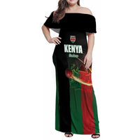 Custom Kenya Cricket Family Matching Off Shoulder Maxi Dress and Hawaiian Shirt Go Simbas Go - Wonder Print Shop