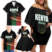 Custom Kenya Cricket Family Matching Off Shoulder Short Dress and Hawaiian Shirt Go Simbas Go - Wonder Print Shop