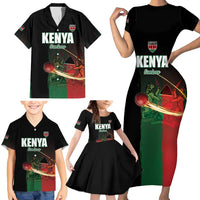 Custom Kenya Cricket Family Matching Short Sleeve Bodycon Dress and Hawaiian Shirt Go Simbas Go - Wonder Print Shop