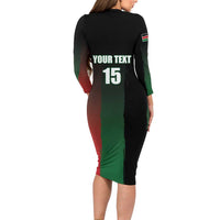 Custom Kenya Cricket Long Sleeve Bodycon Dress Go Simbas Go - Wonder Print Shop