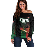 Custom Kenya Cricket Off Shoulder Sweater Go Simbas Go - Wonder Print Shop