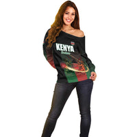 Custom Kenya Cricket Off Shoulder Sweater Go Simbas Go - Wonder Print Shop