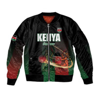 Custom Kenya Cricket Sleeve Zip Bomber Jacket Go Simbas Go - Wonder Print Shop