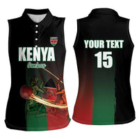 Custom Kenya Cricket Women Sleeveless Polo Shirt Go Simbas Go - Wonder Print Shop