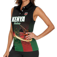 Custom Kenya Cricket Women Sleeveless Polo Shirt Go Simbas Go - Wonder Print Shop