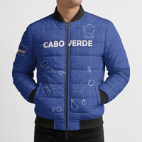 Custom Cape Verde Football Bomber Puffer Jacket Come On Tubaroes Azuis - Blue - Wonder Print Shop