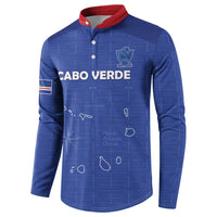 Custom Cape Verde Football Button Sweatshirt Come On Tubaroes Azuis - Blue - Wonder Print Shop