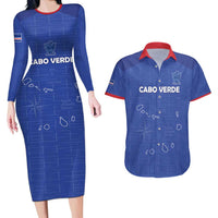 Custom Cape Verde Football Couples Matching Long Sleeve Bodycon Dress and Hawaiian Shirt Come On Tubaroes Azuis - Blue - Wonder Print Shop