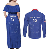 Custom Cape Verde Football Couples Matching Off Shoulder Maxi Dress and Long Sleeve Button Shirt Come On Tubaroes Azuis - Blue - Wonder Print Shop