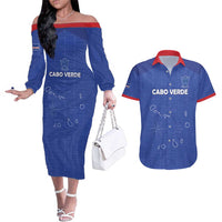 Custom Cape Verde Football Couples Matching Off The Shoulder Long Sleeve Dress and Hawaiian Shirt Come On Tubaroes Azuis - Blue - Wonder Print Shop