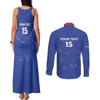 Custom Cape Verde Football Couples Matching Tank Maxi Dress and Long Sleeve Button Shirt Come On Tubaroes Azuis - Blue - Wonder Print Shop