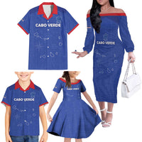 Custom Cape Verde Football Family Matching Off The Shoulder Long Sleeve Dress and Hawaiian Shirt Come On Tubaroes Azuis - Blue - Wonder Print Shop