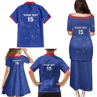 Custom Cape Verde Football Family Matching Puletasi and Hawaiian Shirt Come On Tubaroes Azuis - Blue - Wonder Print Shop