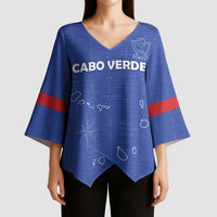 Custom Cape Verde Football Kimono Sleeve Blouse Come On Tubaroes Azuis - Blue - Wonder Print Shop