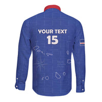 Custom Cape Verde Football Long Sleeve Button Shirt Come On Tubaroes Azuis - Blue - Wonder Print Shop