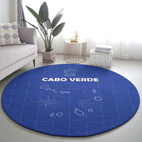 Cape Verde Football Round Carpet Come On Tubaroes Azuis - Blue - Wonder Print Shop