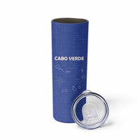 Custom Cape Verde Football Skinny Tumbler Come On Tubaroes Azuis - Blue - Wonder Print Shop