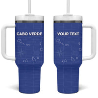 Custom Cape Verde Football Tumbler With Handle Come On Tubaroes Azuis - Blue - Wonder Print Shop
